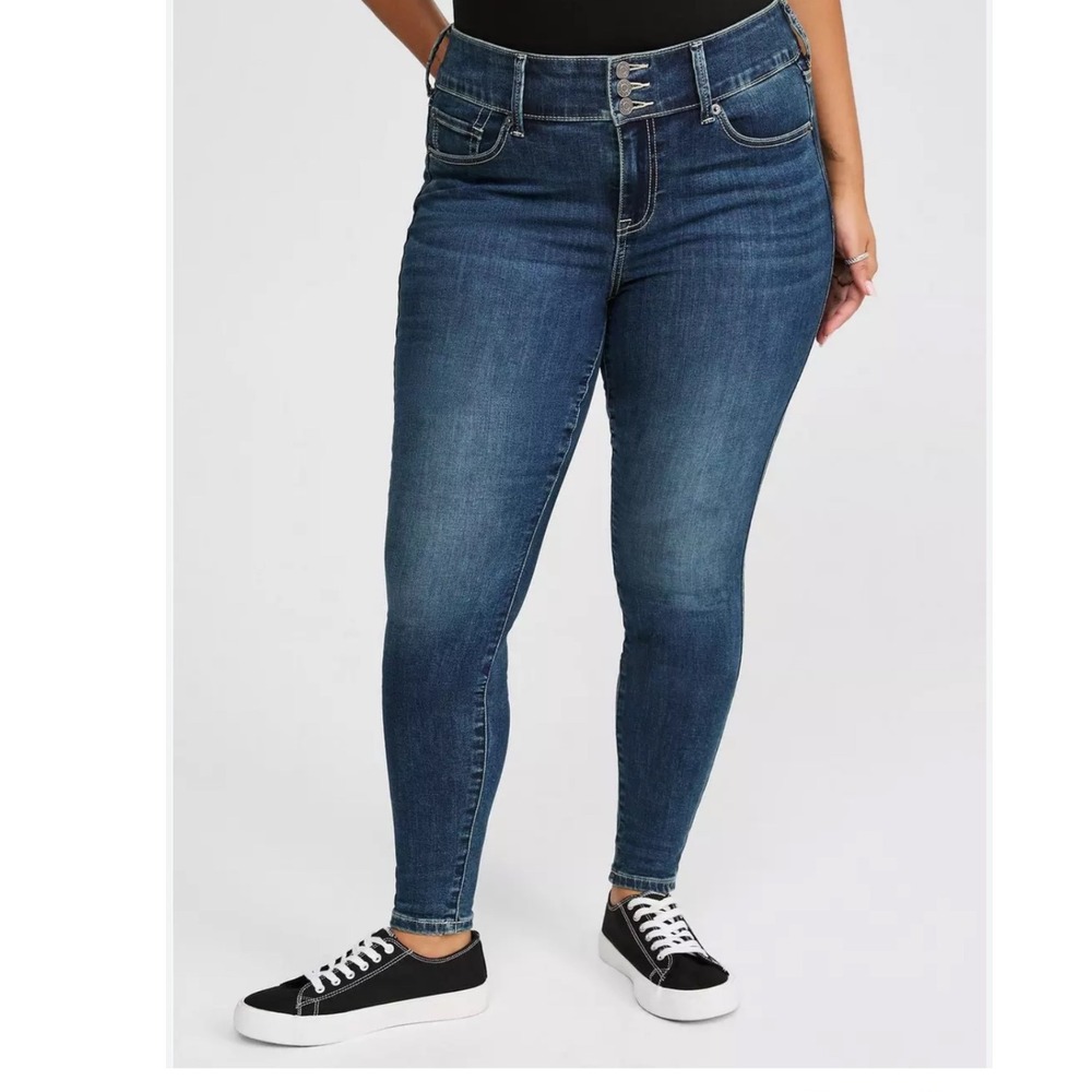 Torrid Premium Jeggings Super Soft Dark Wash High Rise Button‎ Up Plus Size 28R